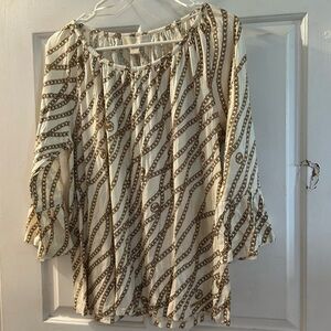 Michael Stars Ivory Blouse with Gold Chain Print - Women's Top